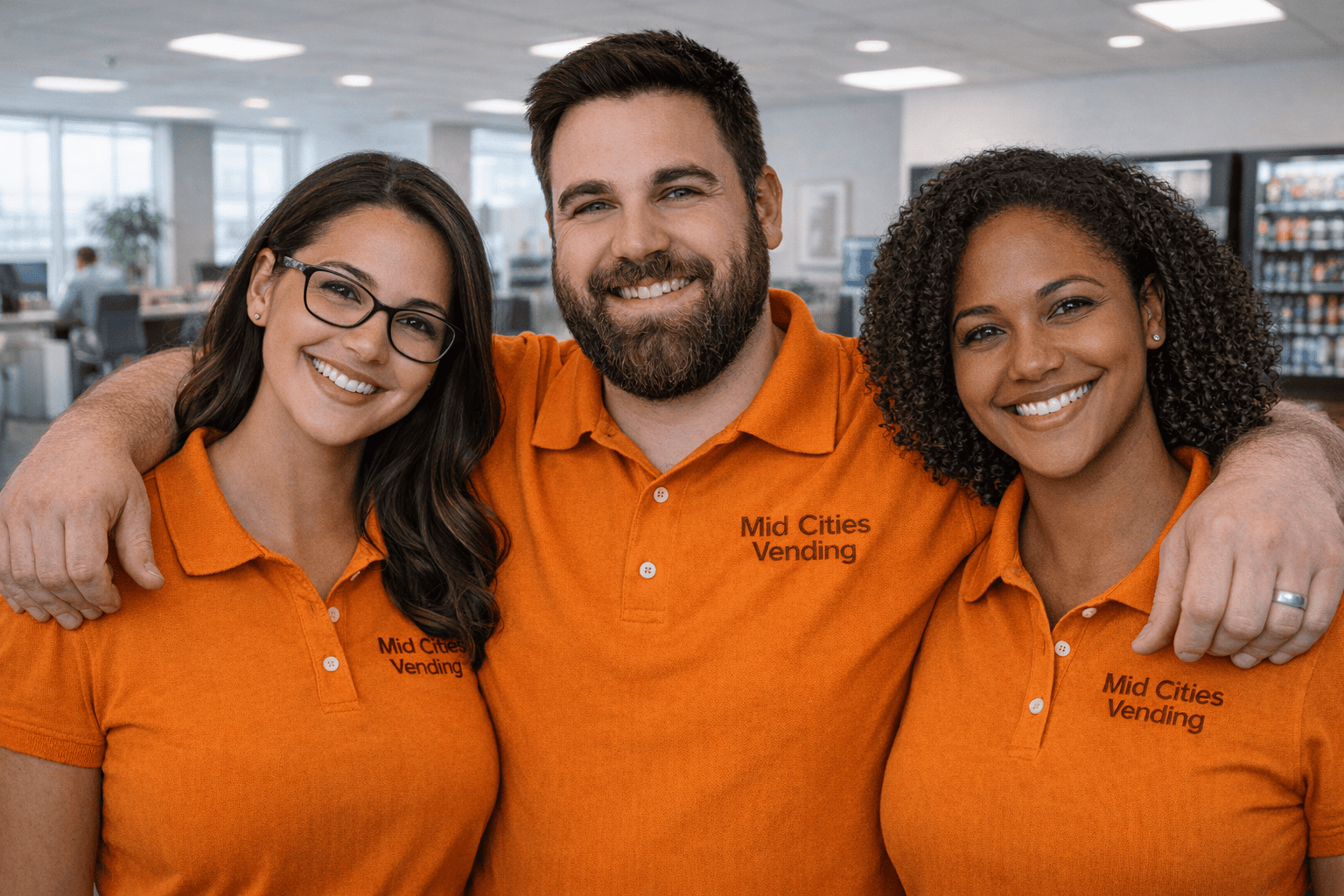 Group photo of Mid Cities Vending employees